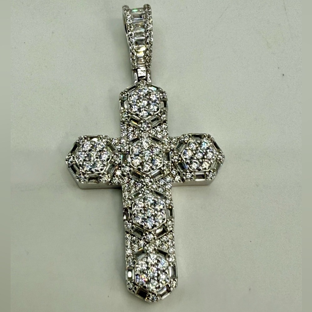 Sterling Silver CZ Cross Pendant – 3” Statement Design - Picture 15 of 17
